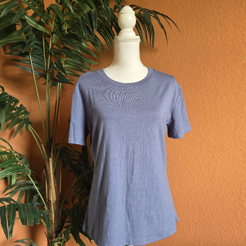 3/$25 Boutique Basic Tee Crew Neck Short Sleeve Stretch Gray Baby Blue XL Cotton